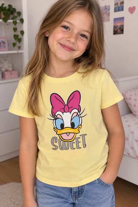 Limonkowa koszulka z krótkim rękawem T-shirt z Daisy Carmen 134