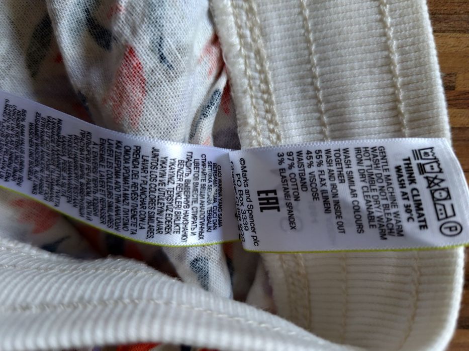 M&S lniane spodenki szorty krótkie 38