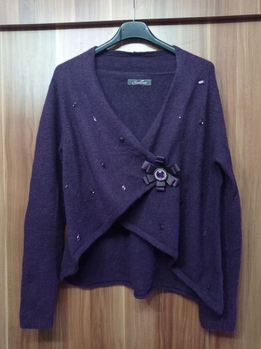 Ciepły sweter, kolor głęboki fiolet - włos króliczy, wełna.