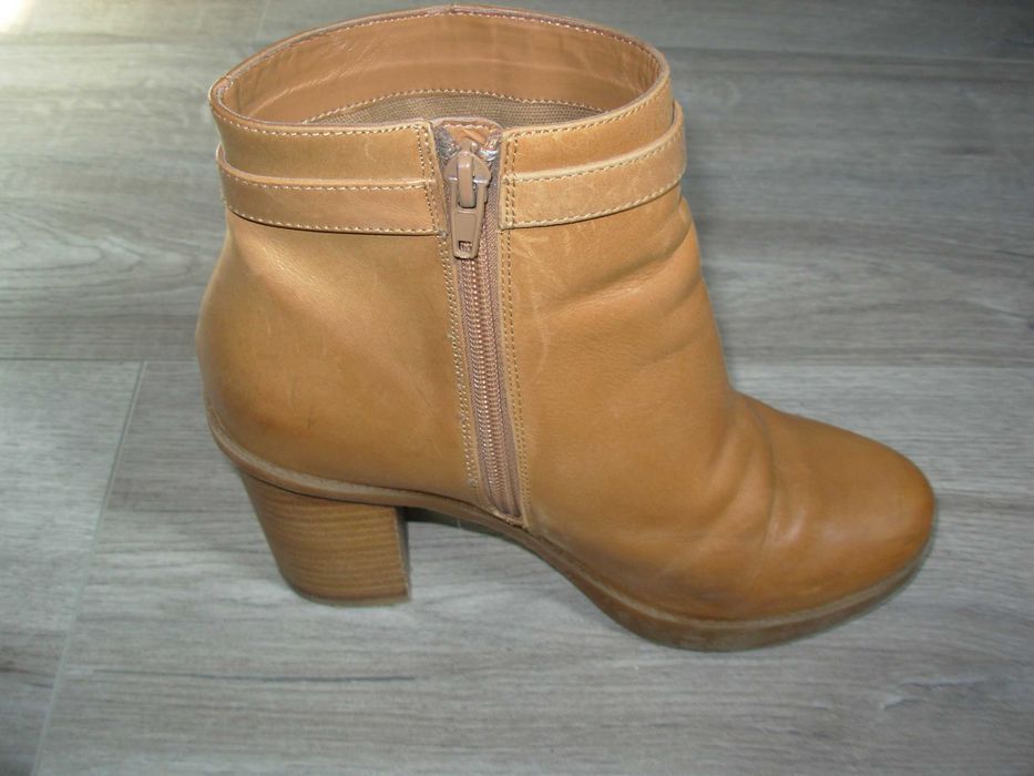 botki 38 skóra reserved camel 25cm na zamek obcas7cm