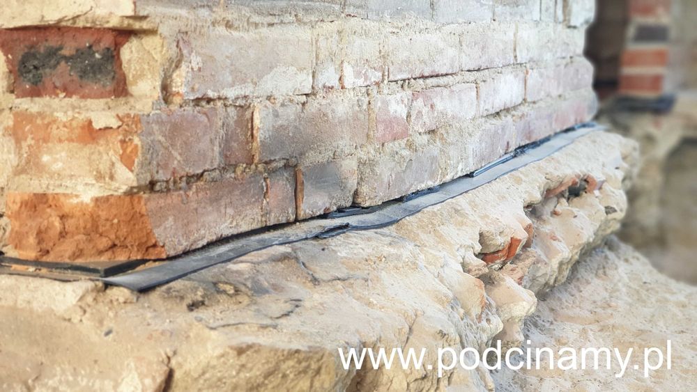 OSUSZANIE BUDYNKÓW MURÓW, wymiana izolacji poziomej - podcinanie