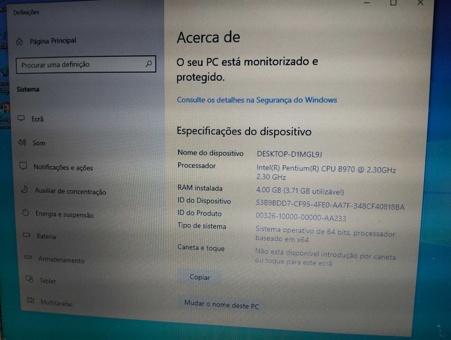 Computador pessoal Samsung (Windows 10)