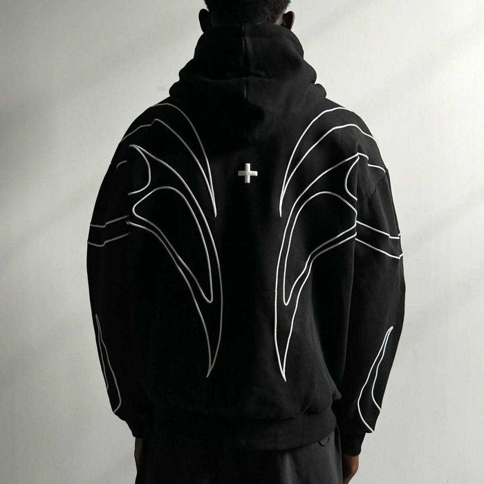 Зіп-худі Night Lab з трайбл принтом Opium Y2K / Зипка Найт Лаб кофта / Zip hoodie