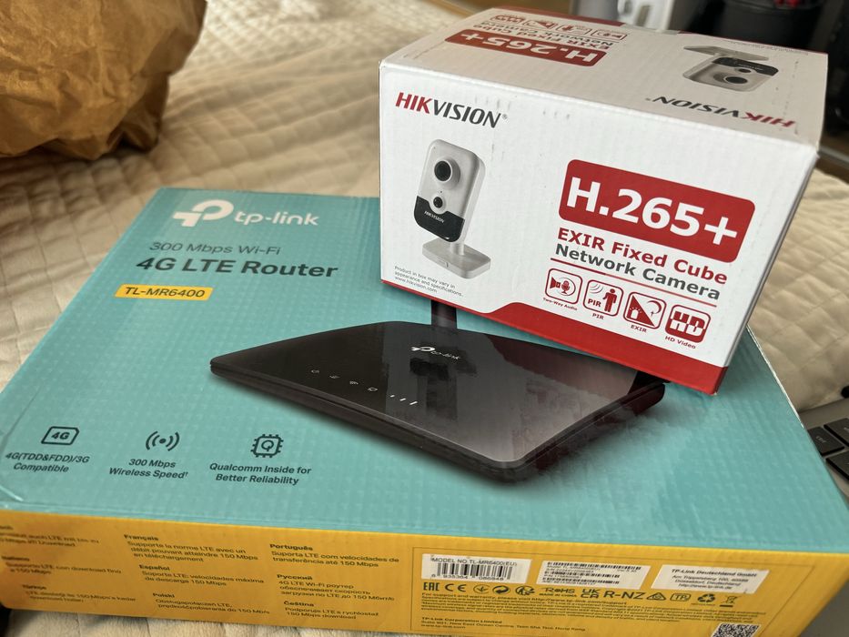 Router 4G LTE TP-LINK + kamera WiFi DS-2CD2421G0-IW + karta SD 128 GB