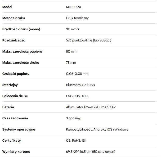 Drukarka etykiet MHT-P29L