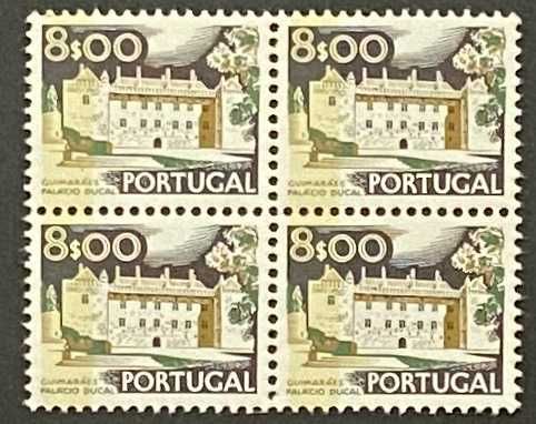 Quadra selos novos de 8$00 - Paísagens e Monumentos c/tarja fosf.-1978