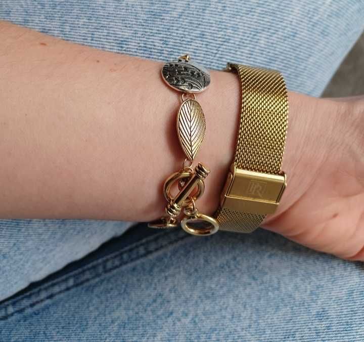 Bransoletka w stylu boho motyw lisci zielone