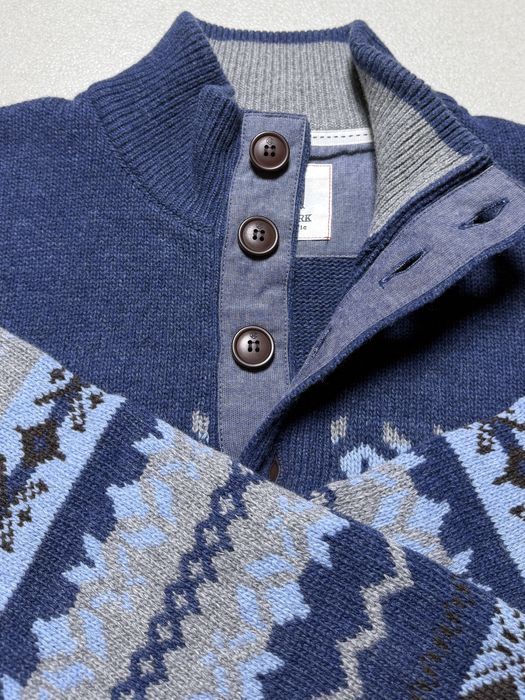 Sweter wełniany  granatowy Signal r.L wzory nordyckie