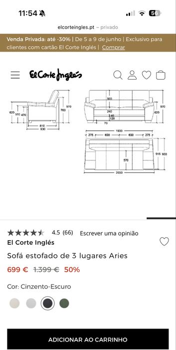 Sofa Aries 3 lugares novo nunca usado