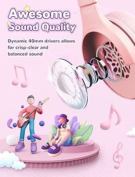 Słuchawki przewodowe dla dzieci iclever hs23 róż ogranicznik głośności