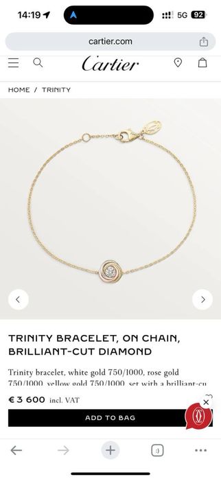 Браслет Cartier Trinity Оригина золото 750