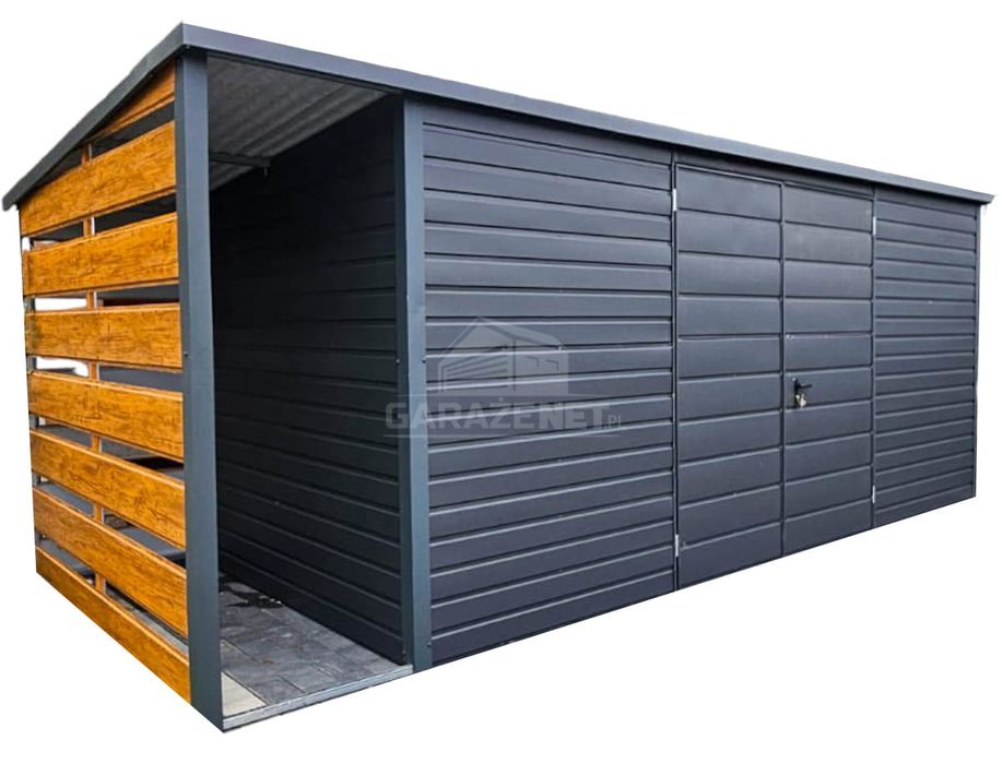 Schowek Domek Ogrodowy 5X2M Antracyt Grafit Dach Spad W Tył Ts829