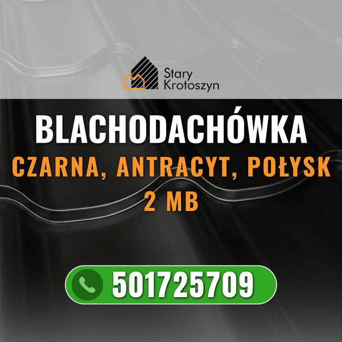 Blachodachówka POŁYSK [czarny lub antracyt] 2.00 mb. /ark - od ręki