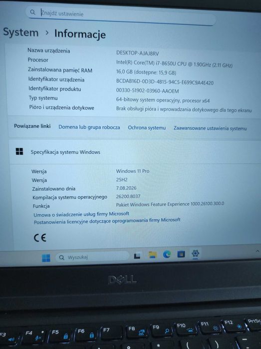Laptop Dell Latitude 5490 i7-8650U, SDD 512 GB, 16 GB RAM