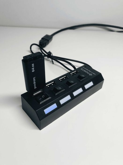 4-portowy Hub USB One Drag Four – szybki splitter, mini, Plug & Play