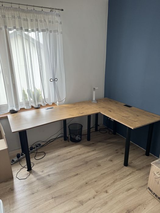 Biurko narożne drewniane