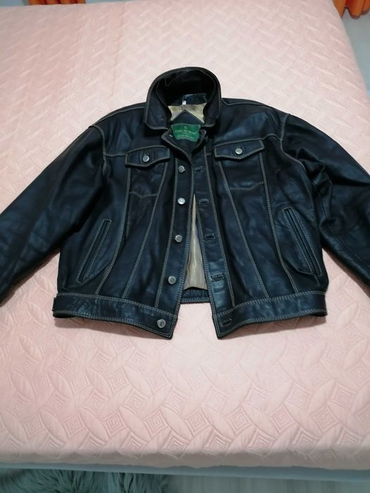 Casaco de couro genuíno
