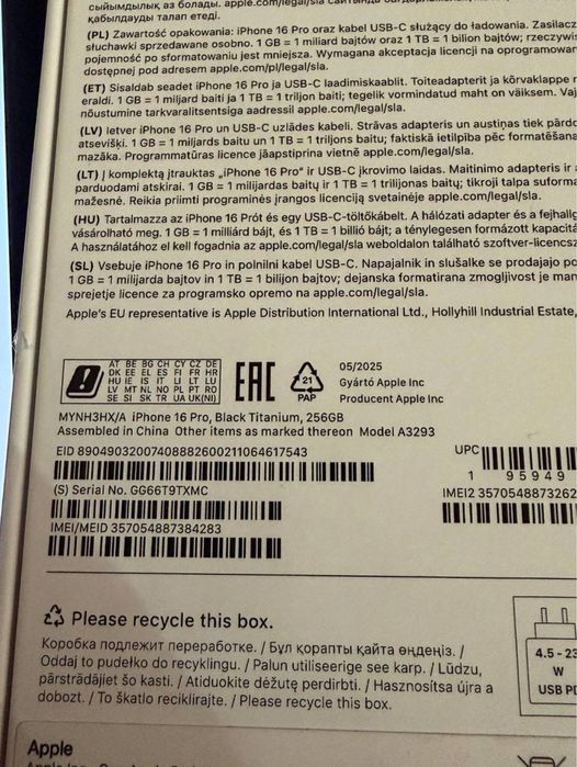 IDEALNY Iphone 16 Pro 256GB