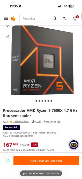 Processador ryzen 5 7600x