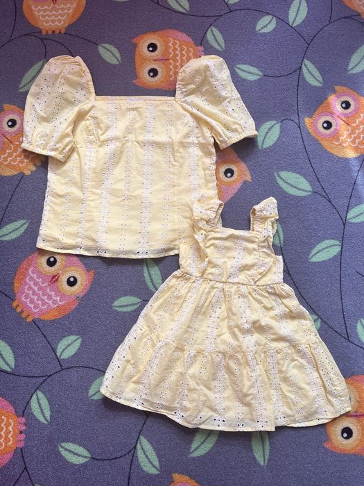 Komplet mama dziecko, L i 116cm kolor żółty