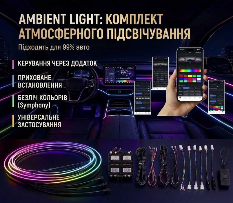 Атмосферне Підсвічування салону авто Ambient Light Symphony, Гарантія!