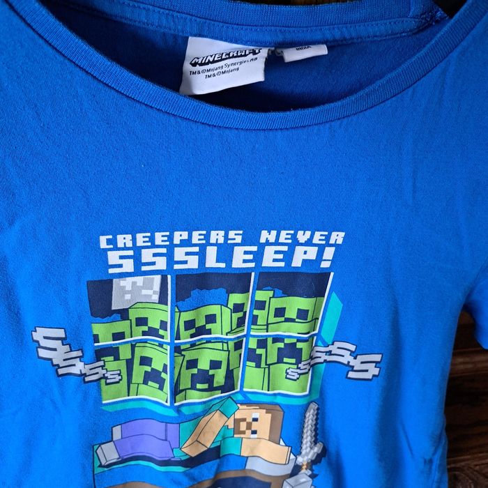 T-shirt Minecraft, niebieska koszulka 152cm
