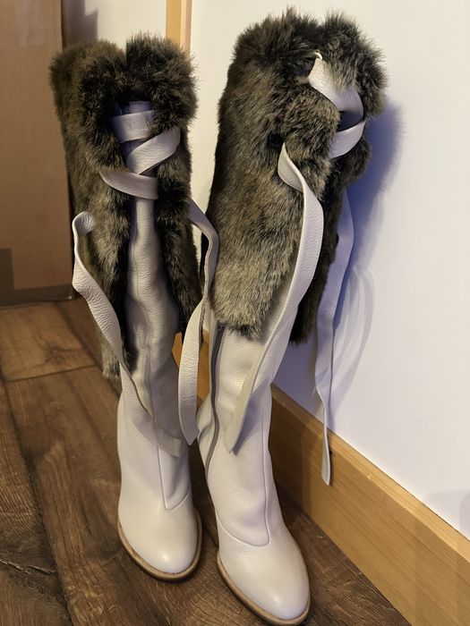 Skórzane buty na koturnie Gucinari