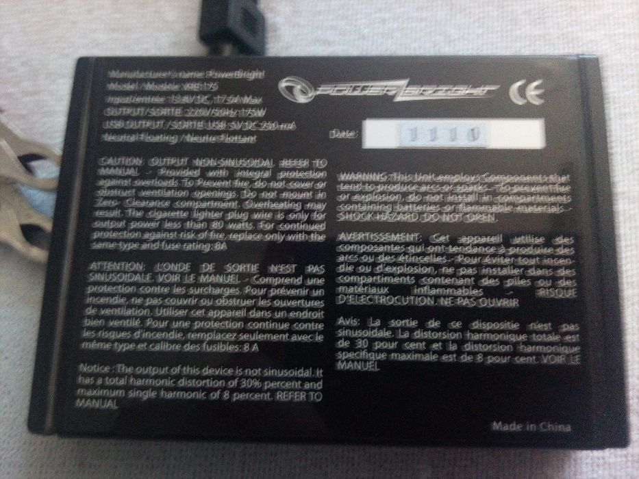 Inversor 12V para 175 Watts (a 220V)