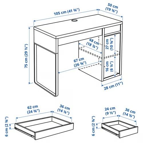 Secretaria IKEA Micke branca 105x50