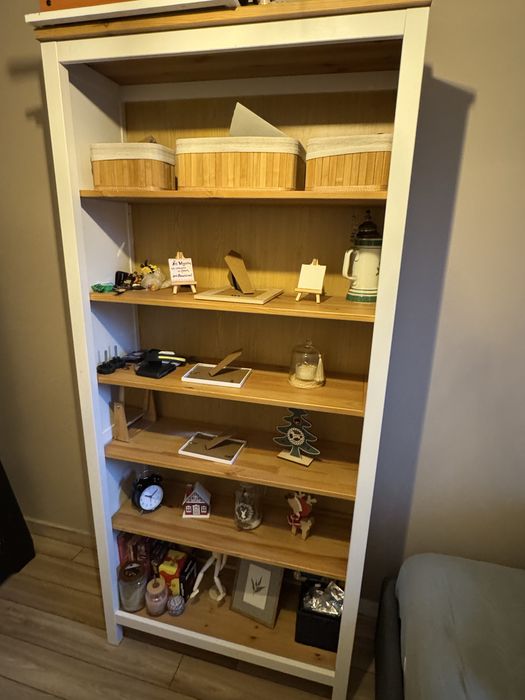 HEMNES Regał, biała bejca/jasnobrązowy, 90x197 cm