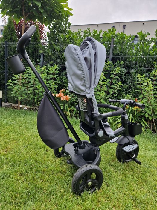 Rowerek trójkołowy Kinderkraft EASYTWIST 2 360 Light Grey z rączką dla rodzica