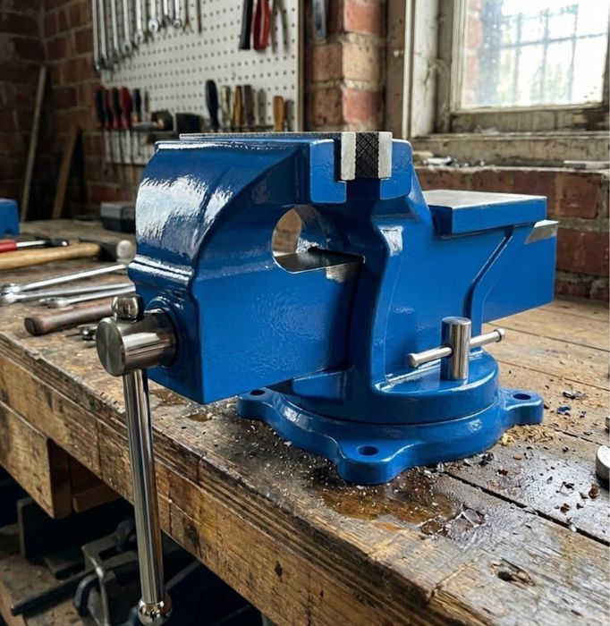 Solidne imadło ślusarskie obrotowe z kowadłem żeliwne 360 hartowane