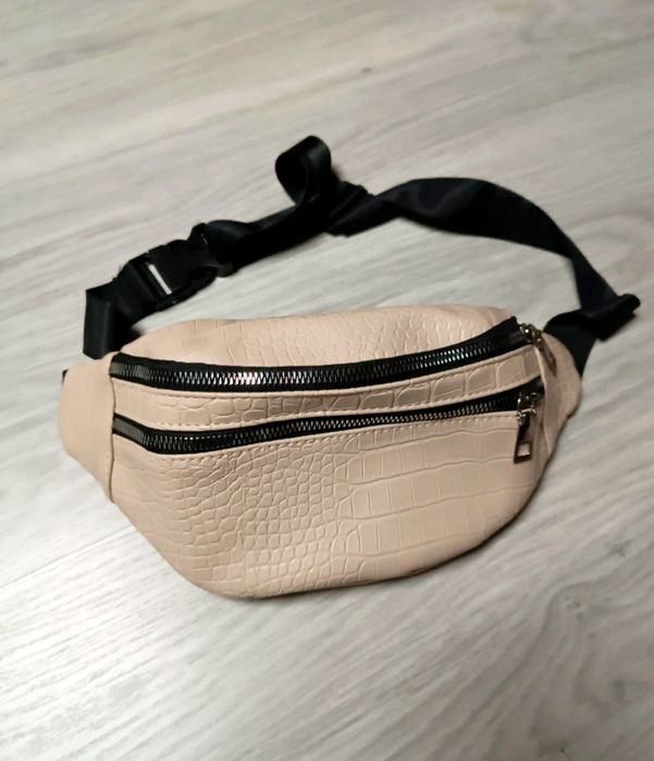 Nowa saszetka biodrówka nerka beżowa damska mini torebka
