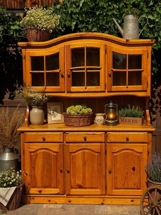 Sosnowy kredens - styl rustykalno wiejski -lite drewno- lakierowany 150x48x192cm!