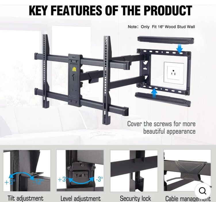 Uchwyt do telewizora Uniwersalny 37-75 cali VESA 600x400 do 45kg