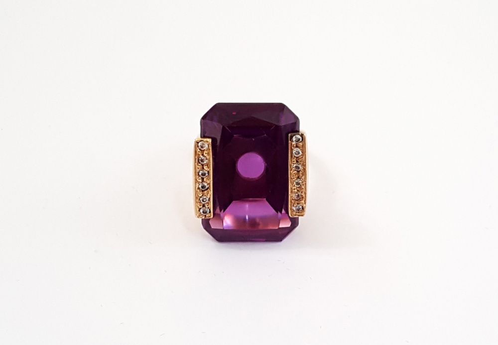 Złoty pierścionek Art deco w typie TIFFANY z lat 50-tych