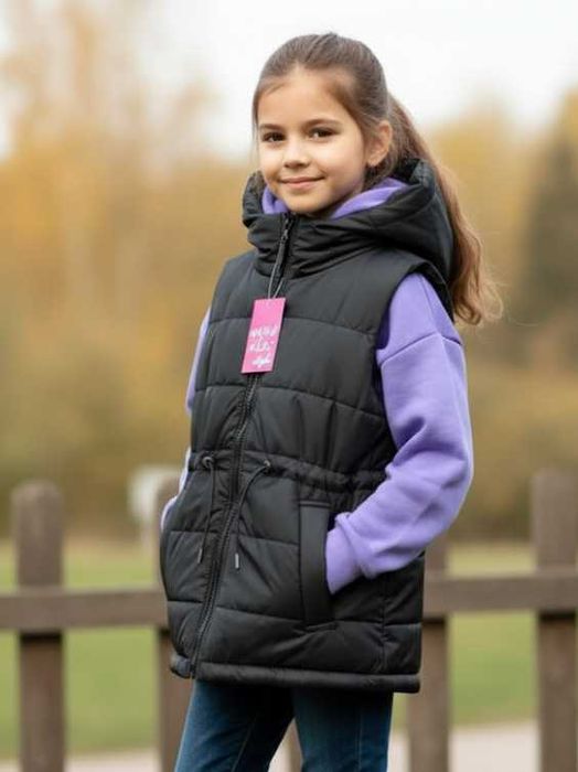 Подростковая удлиненная  жилетка для девочки 128-152р