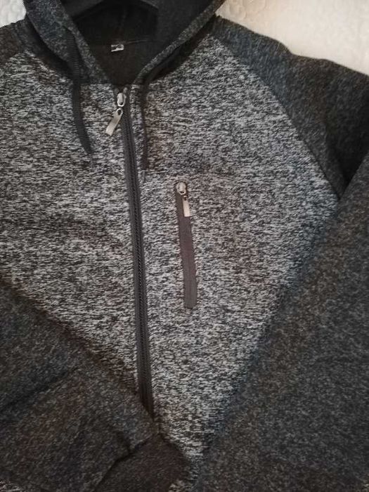 bluza męska z kapturem na suwak 4 XL szara