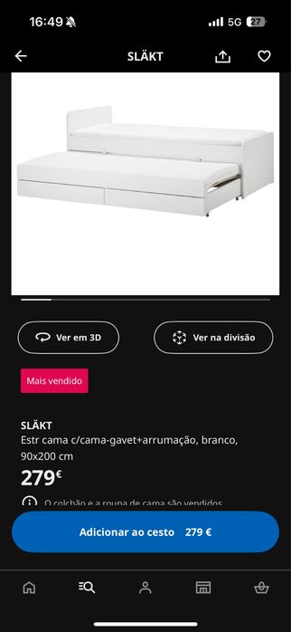 Cama de solteiro ikea