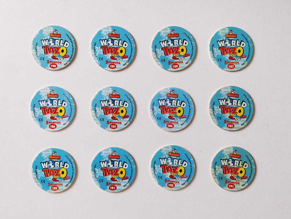 12 tazos WORLD TAZO azul | Matutano lote ou venda a vulso
