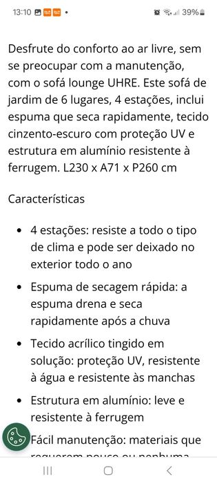 Sofás exterior para varanda ou jardi.