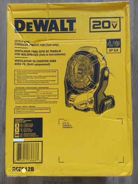 Dewalt DCE512 20V MAX Cordless Job Fan