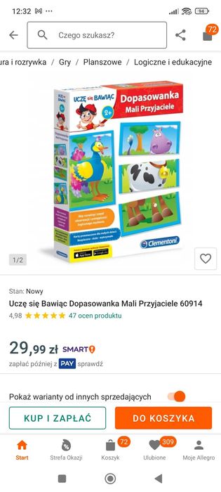 Uczę się Bawiąc Dopasowanka Mali Przyjaciele Clementoni