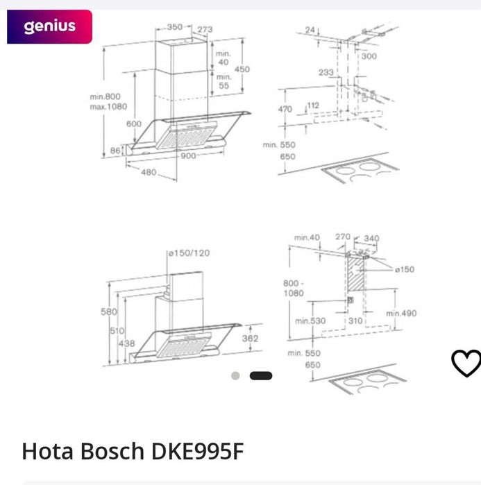 Okap BOSCH szkło + stal szlachetna - szer.90cm