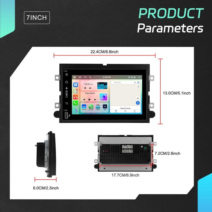 RÁDIO ANDROID 13 FORD F150 (4/64GB) 7" | Wireless CarPlay/Android Auto