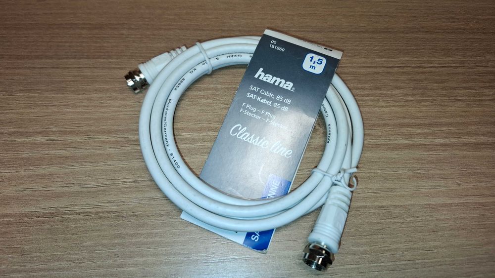 Kabel Antenowy - HAMA - Kabel Koncentryczny - DVB-T2 - 1,5 metra