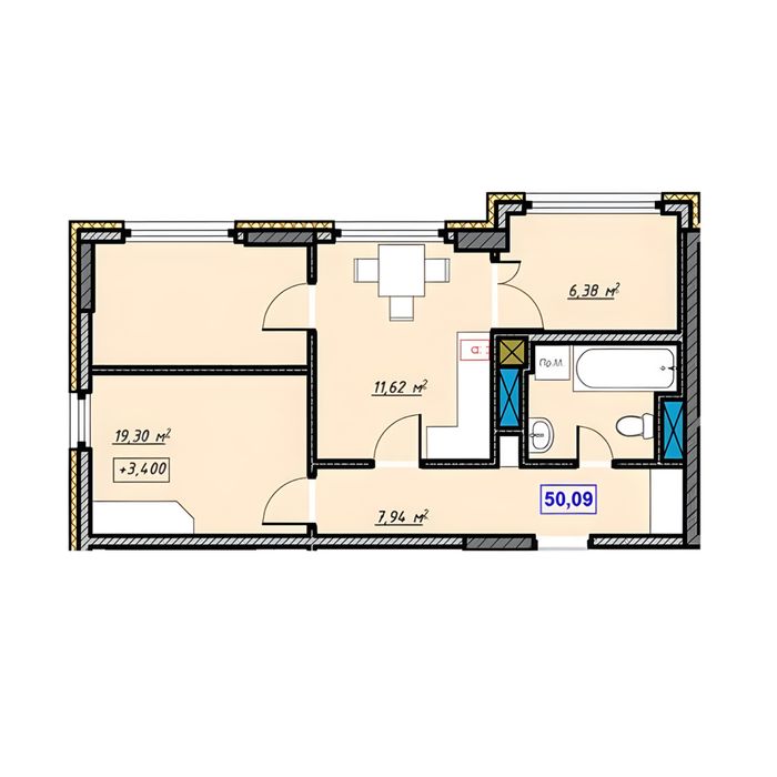3 кімнатна квартра