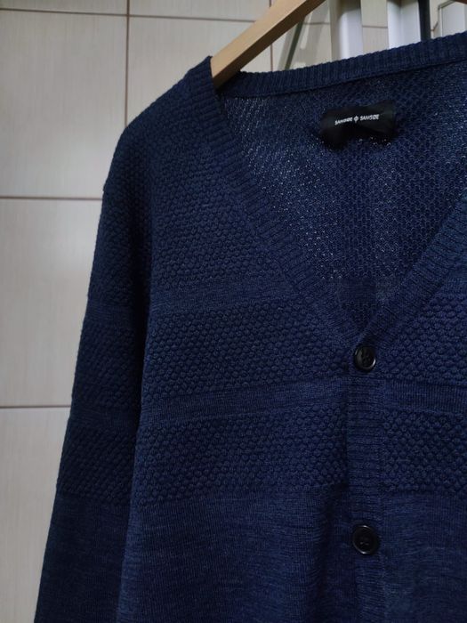 Sweter klasyczny niebieski granatowy XL samsoe samsøe męski wełna swet