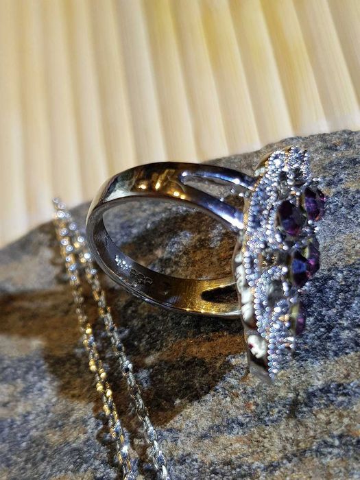 Srebrny Komplet biżuterii z granatami - 4 ro cz.+ Bransoletka - Pr 925