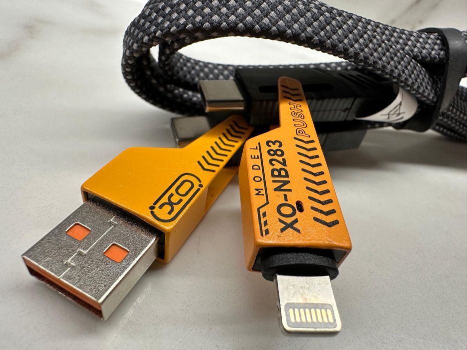 Przewód, kabel 4w1 USB-C - Lightning + USB - USB-C 60W 1m